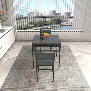 English Elm Industrial 3 Piece Square Dining Set with Storage Rack for Small Spaces and Lofts W3064P530123
