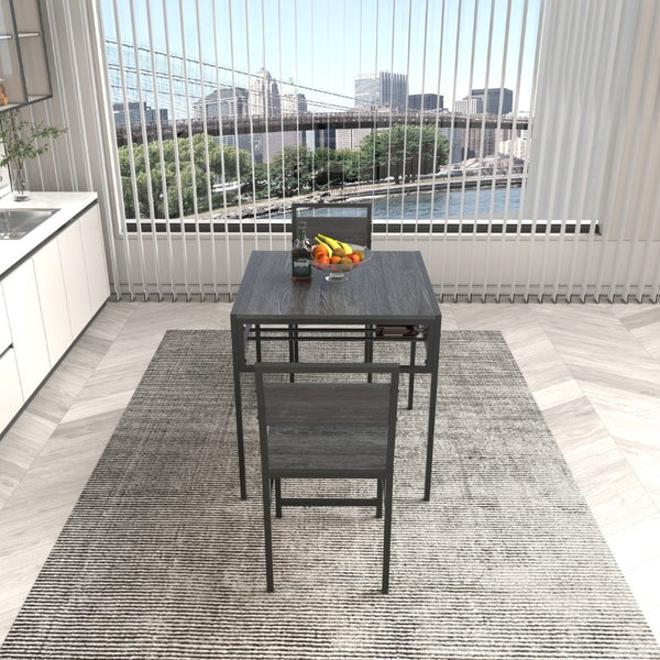 English Elm Industrial 3 Piece Square Dining Set with Storage Rack for Small Spaces and Lofts W3064P530123