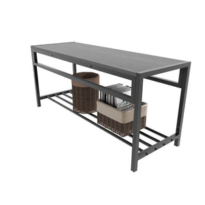 English Elm 5 Piece Industrial Dining Set with Wine Rack Bench and Ladder Back Chairs for Small Spaces W3064P530180