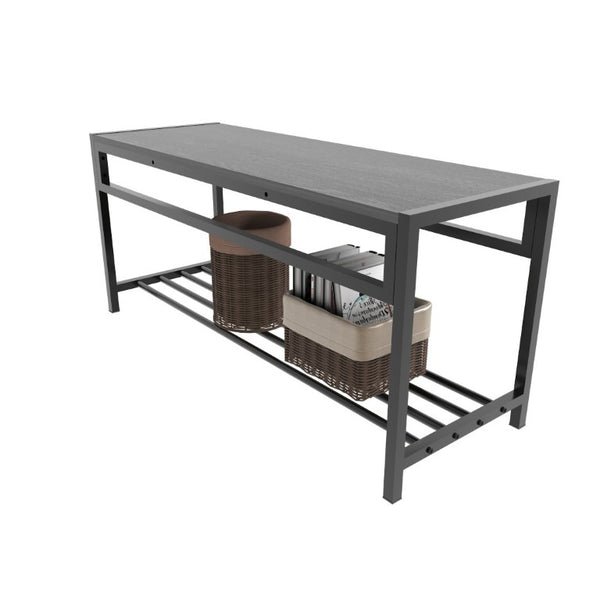English Elm 5 Piece Industrial Dining Set with Wine Rack Bench and Ladder Back Chairs for Small Spaces W3064P530180