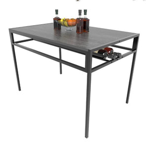 English Elm 5 Piece Industrial Dining Set with Wine Rack Bench and Ladder Back Chairs for Small Spaces W3064P530180