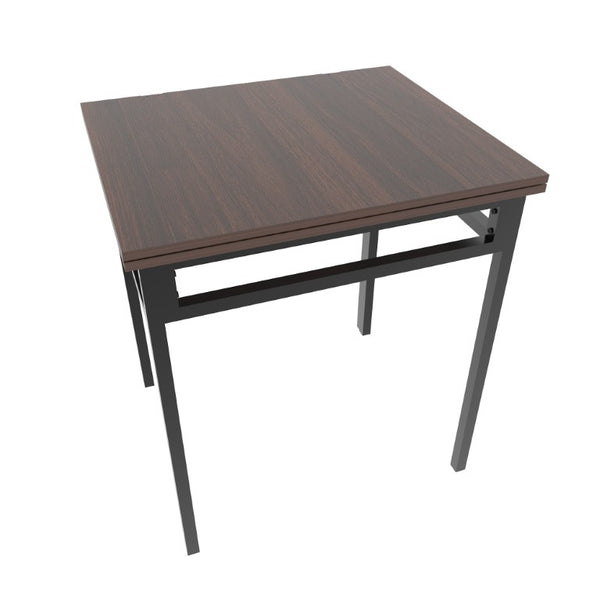 English Elm Extendable Dining Table and 6 Chairs Walnut Grain Black Iron Frame Industrial Set Table Set for 4 with 4 Chairs W3064P536650