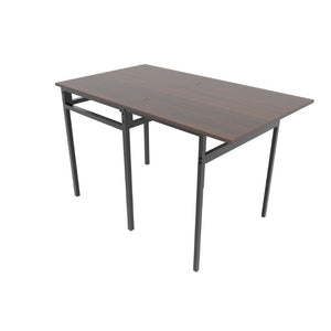 English Elm Extendable Dining Table and 6 Chairs Walnut Grain Black Iron Frame Industrial Set Table Set for 4 with 4 Chairs W3064P536650