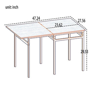 English Elm Extendable Industrial Dining Set Seats Six with Wood Grain Top and Matte Black Metal Frame W3064P536651