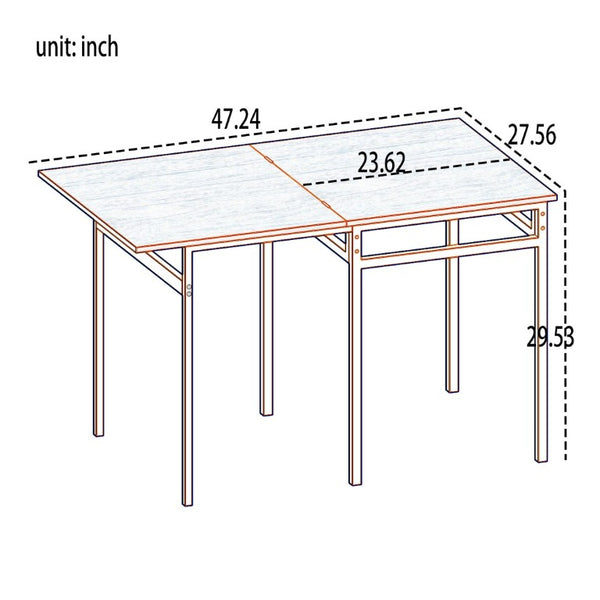 English Elm Extendable Industrial Dining Set Seats Six with Wood Grain Top and Matte Black Metal Frame W3064P536651