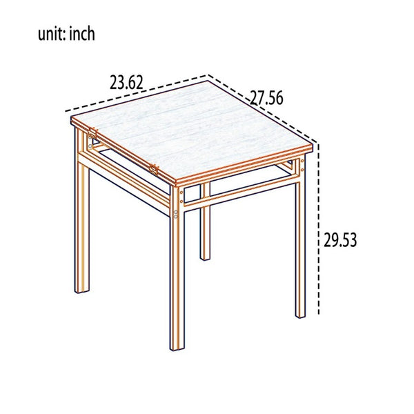 English Elm Extendable Industrial Dining Set Seats Six with Wood Grain Top and Matte Black Metal Frame W3064P536651