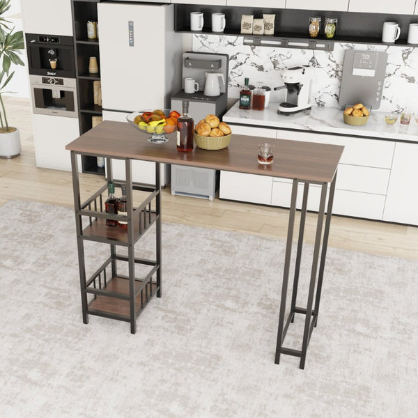 English Elm 3 Piece Industrial Counter Height Pub Set with Backless Stools and Built-In Wine Rack W3064P536655