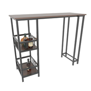 English Elm 3 Piece Industrial Counter Height Pub Set with Backless Stools and Built-In Wine Rack W3064P536655