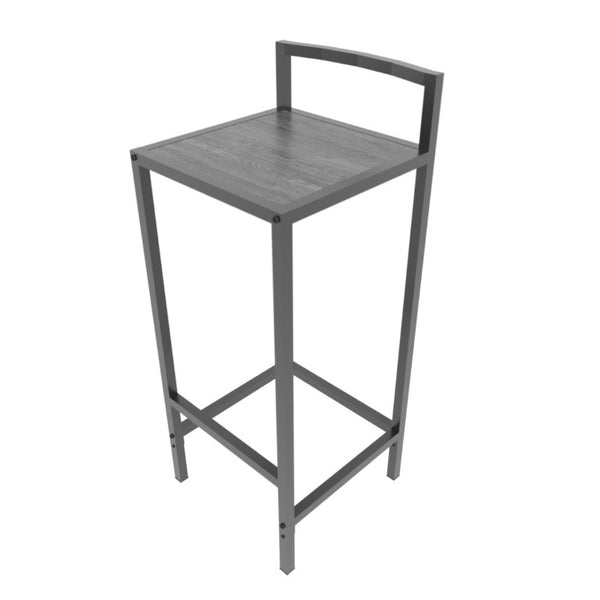 English Elm 3 Piece Industrial Pub Set with Built-In Shelving Backless Stools and Steel Frame W3064P536656