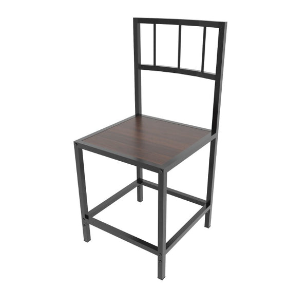 English Elm 5 Piece Industrial Dining Set with Built-In Shelving Dark Wood Grain Matte Black Frame W3064P536657