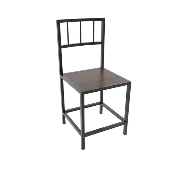 English Elm 5 Piece Industrial Dining Set with Built-In Shelving Dark Wood Grain Matte Black Frame W3064P536657