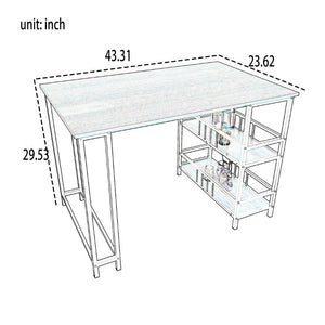 English Elm 5 Piece Industrial Dining Set with Built-In Storage Shelves Wood Grain Matte Black Frame W3064P536658