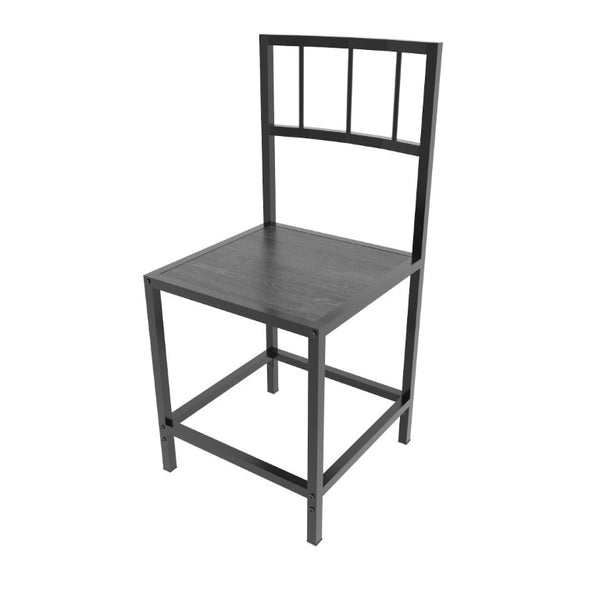 English Elm 5 Piece Industrial Dining Set with Built-In Storage Shelves Wood Grain Matte Black Frame W3064P536658