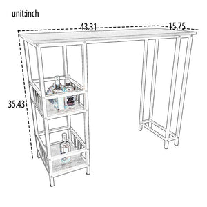 English Elm 3 Piece Industrial Counter Height Pub Set with Shelving for Kitchen or Balcony Bar W3064P536659