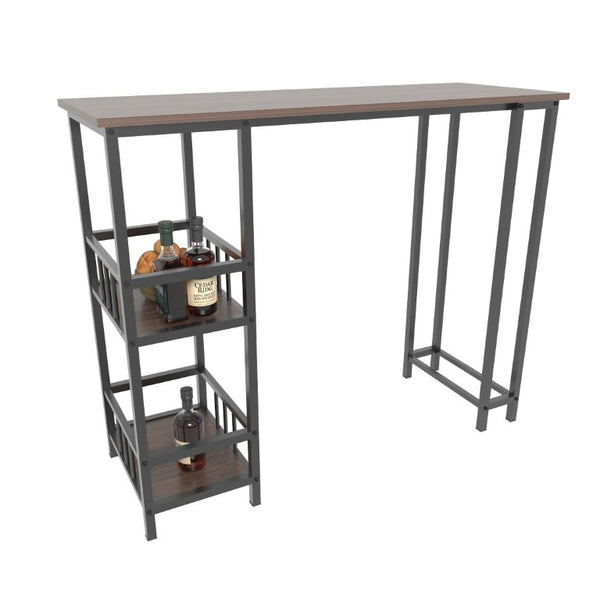 English Elm 3 Piece Industrial Counter Height Pub Set with Shelving for Kitchen or Balcony Bar W3064P536659