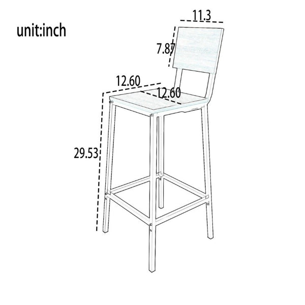 English Elm 3 Piece Industrial Counter Height Pub Set with Shelving for Kitchen or Balcony Bar W3064P536659