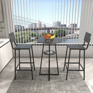 English Elm 3 Piece Industrial Bistro Set Round Pub Table with Storage Shelf and Two Bar Stools W3064P536662