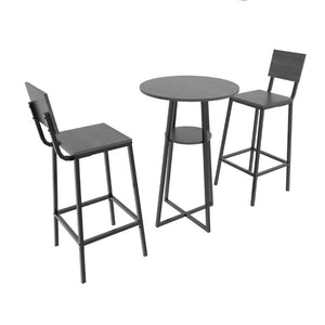 English Elm 3 Piece Industrial Bistro Set Round Pub Table with Storage Shelf and Two Bar Stools W3064P536662