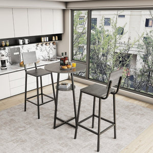 English Elm 3 Piece Industrial Bistro Set Round Pub Table with Storage Shelf and Two Bar Stools W3064P536662