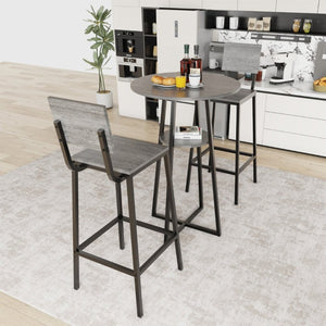 English Elm 3 Piece Industrial Bistro Set Round Pub Table with Storage Shelf and Two Bar Stools W3064P536662