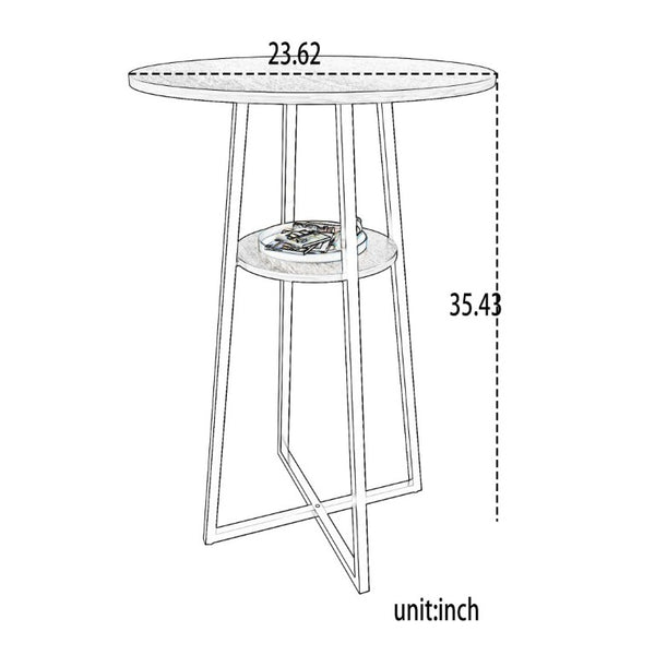 English Elm 3 Piece Industrial Bistro Set Round Pub Table with Storage Shelf and Two Bar Stools W3064P536662