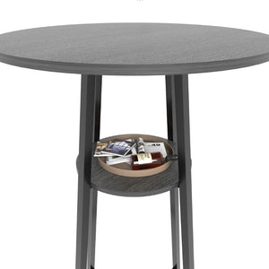 English Elm 3 Piece Industrial Bistro Set Round Pub Table with Storage Shelf and Two Bar Stools W3064P536662