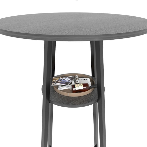 English Elm 3 Piece Industrial Bistro Set Round Pub Table with Storage Shelf and Two Bar Stools W3064P536662