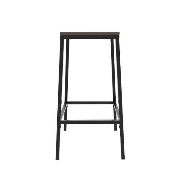 English Elm 3 Piece Industrial Bistro Set Round Counter Table Two Backless Stools Matte Black Frame W3064P536665