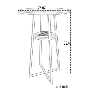 English Elm 3 Piece Industrial Bistro Set Round Counter Table Two Backless Stools Matte Black Frame W3064P536665