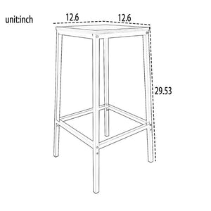 English Elm 3 Piece Industrial Bistro Set Round Counter Table Two Backless Stools Matte Black Frame W3064P536665