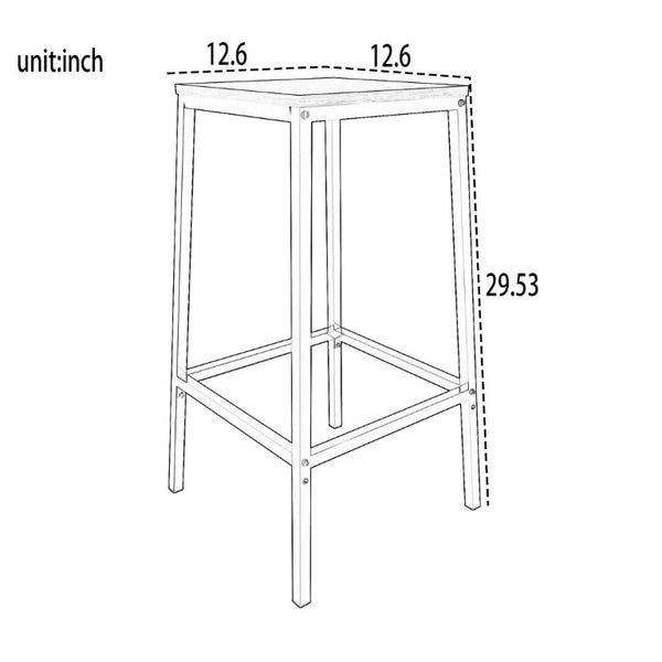 English Elm 3 Piece Industrial Bistro Set Round Counter Table Two Backless Stools Matte Black Frame W3064P536665