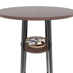 English Elm 3 Piece Industrial Bistro Set Round Counter Table Two Backless Stools Matte Black Frame W3064P536665