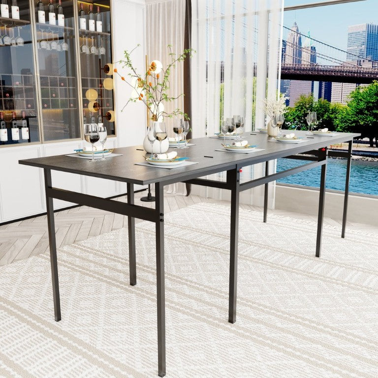 English Elm Expandable Drop Leaf Dining Table Industrial Steel Frame for Studio Apartment Kitchen W3064P536707