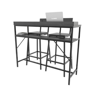 English Elm 3 Piece Industrial Pub Set with Engineered Wood Top Stools and Storage Shelf W3064P552414