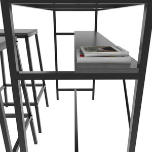 English Elm 3 Piece Industrial Pub Set with Engineered Wood Top Stools and Storage Shelf W3064P552414