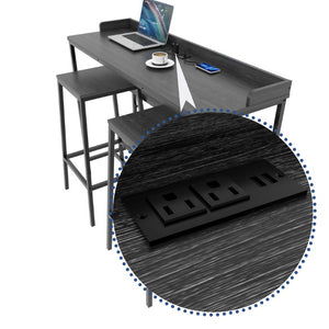 English Elm 3 Piece Industrial Pub Set with Engineered Wood Top Stools and Storage Shelf W3064P552414