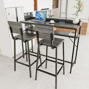 English Elm 3 Piece Industrial Pub Set with Engineered Wood Top Stools and Storage Shelf W3064P552414