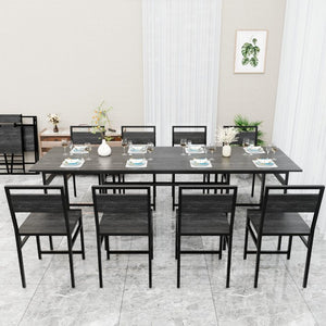 English Elm 8 Piece Extendable Dining Set with Wood Grain Tabletop and Metal Frame for Modern Homes W3064S00007