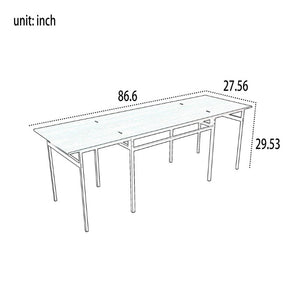 English Elm 8 Piece Extendable Dining Set with Wood Grain Tabletop and Metal Frame for Modern Homes W3064S00007
