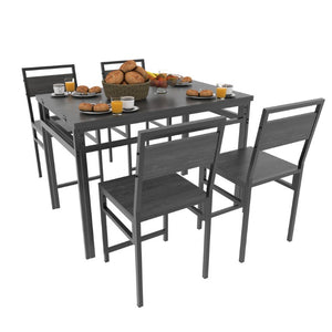English Elm 4 Piece Extendable Dining Set with Wood Grain Top Metal Frame Modern Apartment Kitchen W3064S00010