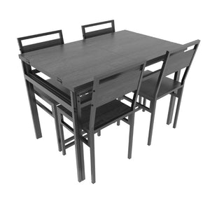 English Elm 4 Piece Extendable Dining Set with Wood Grain Top Metal Frame Modern Apartment Kitchen W3064S00010