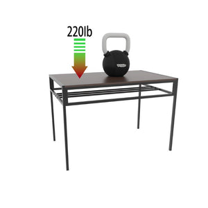 English Elm 6 Piece Industrial Dining Set Walnut Wood Grain Top with Built-In Wine Rack Storage Table + 4 Chairs + 1 Bench W3064S00013