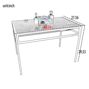 English Elm 6 Piece Industrial Dining Set Walnut Wood Grain Top with Built-In Wine Rack Storage Table + 2 Chairs + 2 Benches W3064S00014