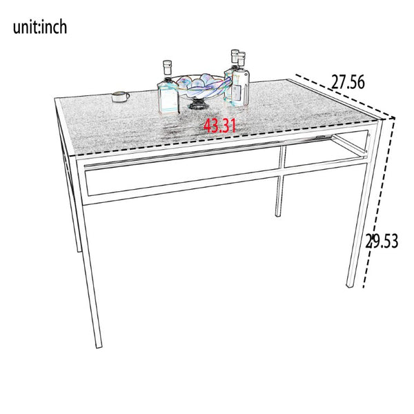 English Elm 6 Piece Industrial Dining Set Walnut Wood Grain Top with Built-In Wine Rack Storage Table + 2 Chairs + 2 Benches W3064S00014