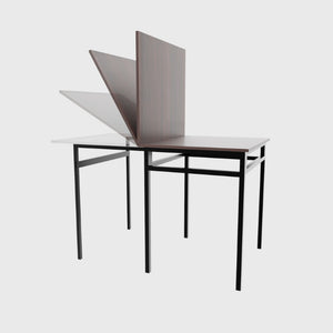 English Elm Extendable Dining Table and 6 Chairs Walnut Grain Black Iron Frame Industrial Set Table Set for 6 with 6 Chairs W3064S00015