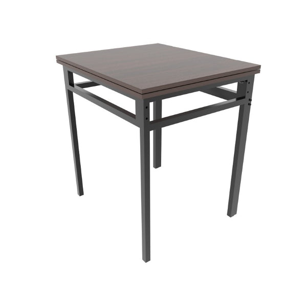 English Elm Extendable Dining Table and 6 Chairs Walnut Grain Black Iron Frame Industrial Set Table Set for 6 with 6 Chairs W3064S00015