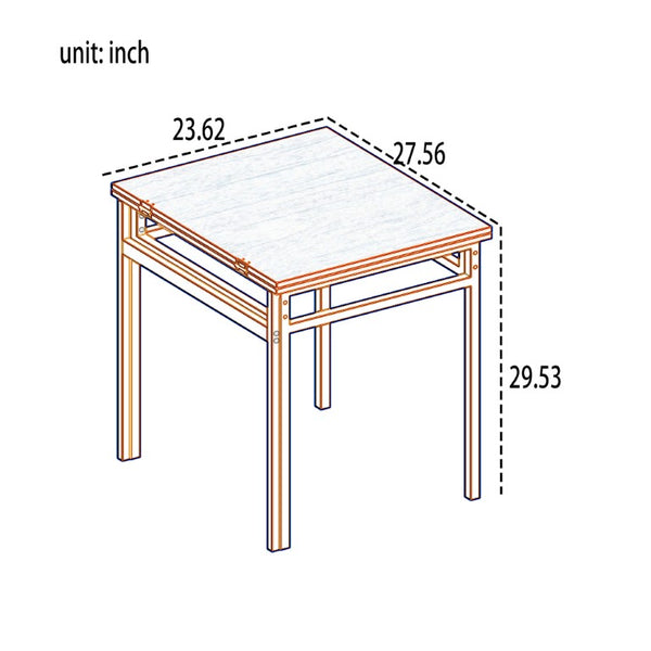 English Elm Extendable Dining Table and 6 Chairs Walnut Grain Black Iron Frame Industrial Set Table Set for 6 with 6 Chairs W3064S00015