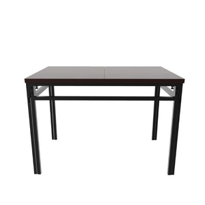 English Elm 8Pcs Extendable Dining Set Walnut Grain Top Iron Frame Seats Four to Eight People W3064S00016