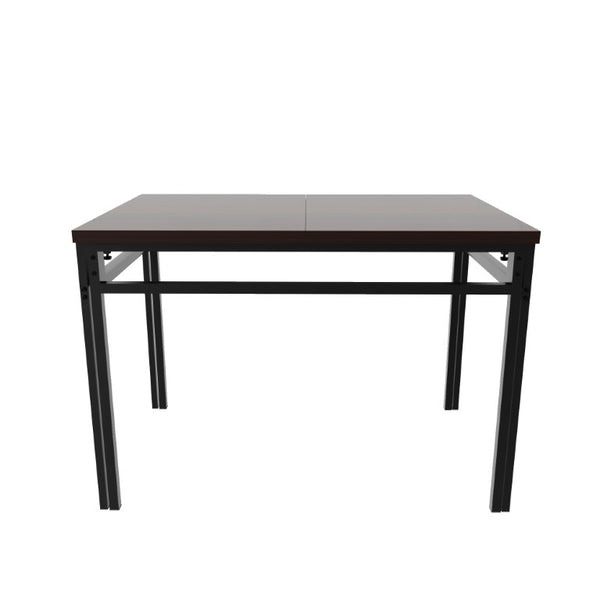 English Elm 8Pcs Extendable Dining Set Walnut Grain Top Iron Frame Seats Four to Eight People W3064S00016