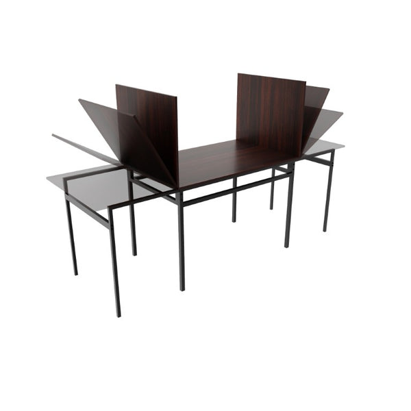 English Elm 6Pcs Extendable Dining Set Walnut Grain Top Matte Black Iron Frame Seats Six W3064S00017